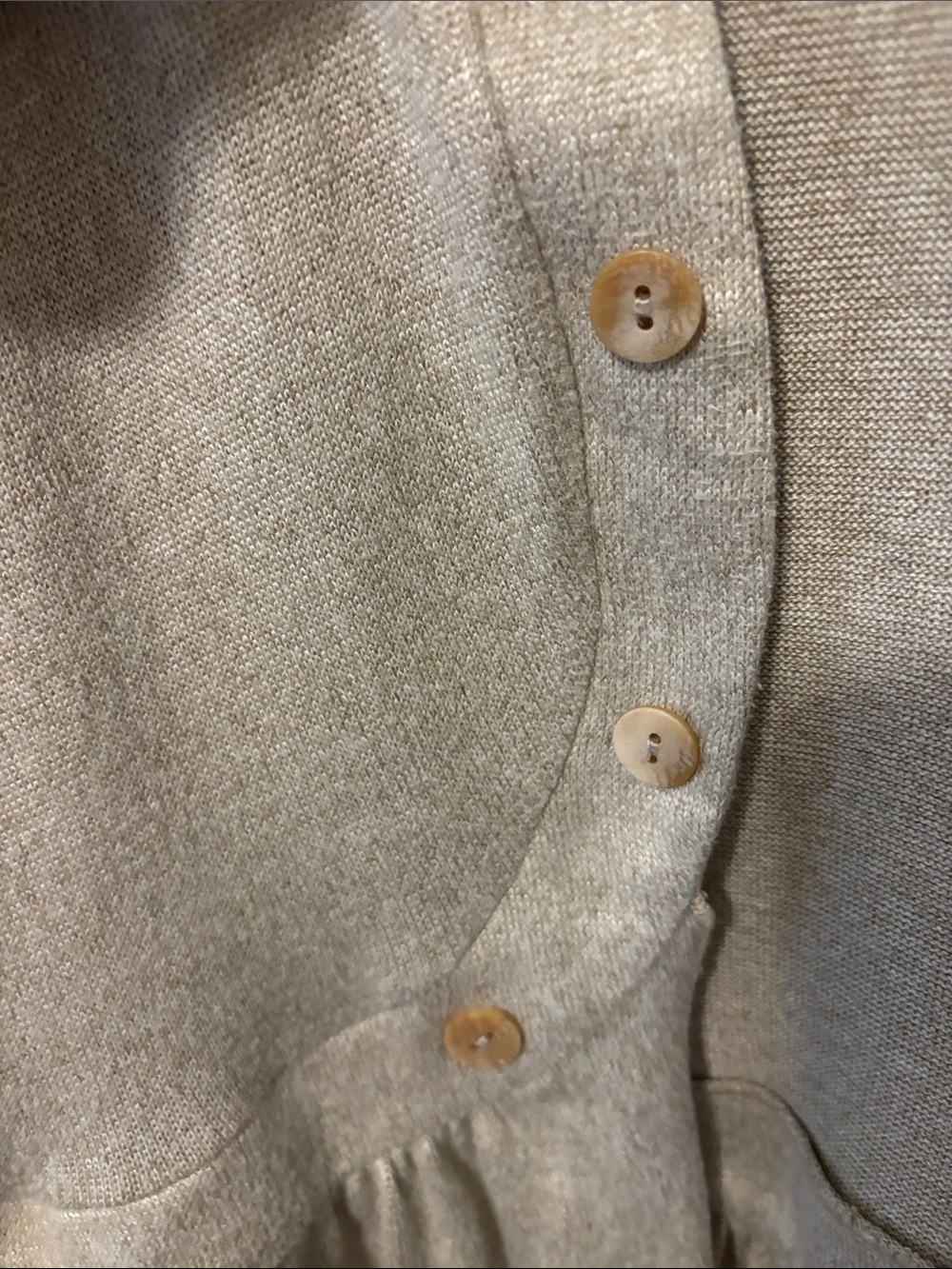 Bali Cream 3/4 Sleeve Ruffle-Hem Cardigan with Buttons - Picture 4 of 5